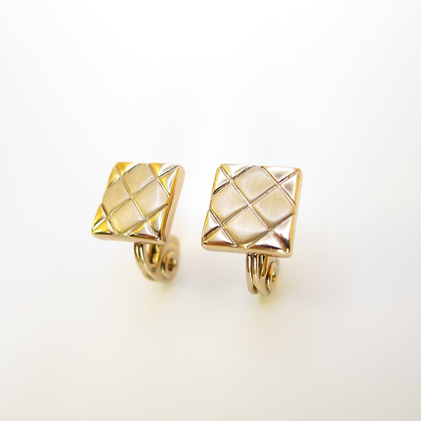 Monet Vintage Square Golden Clip-on Earring