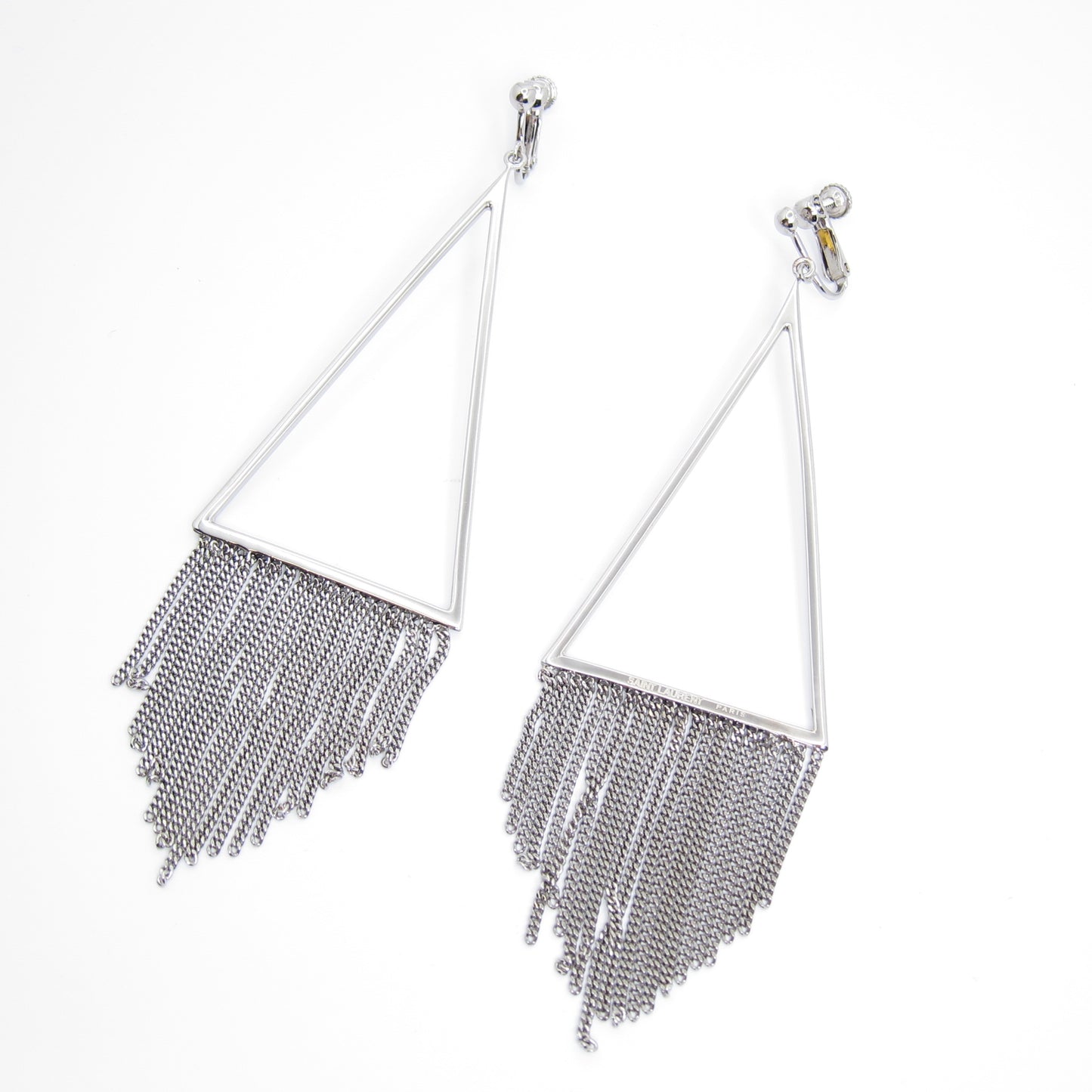 Yves Saint Laurent Vintage Stylish Dangle Silver Clip-on Earrings