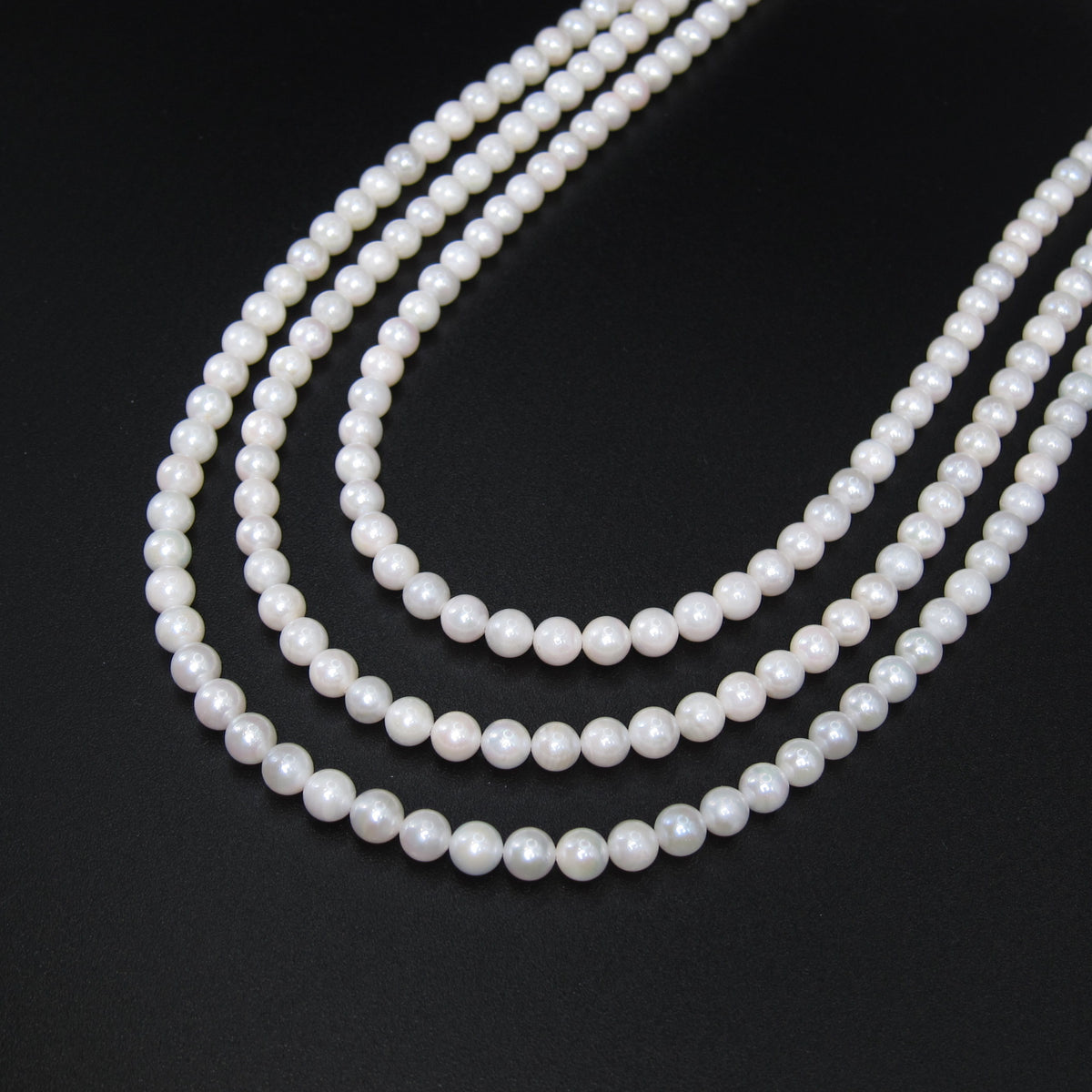 No Brand Vintage Akoya Pearl with Silver Flower Buckle Long Necklace