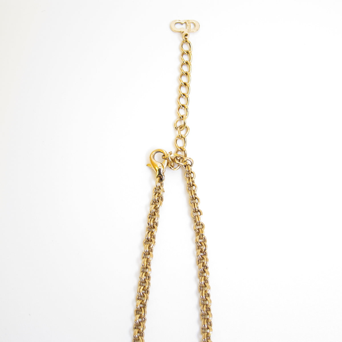 Christian Dior Vintage Rhinestone CD Station Gold-Tone Necklace