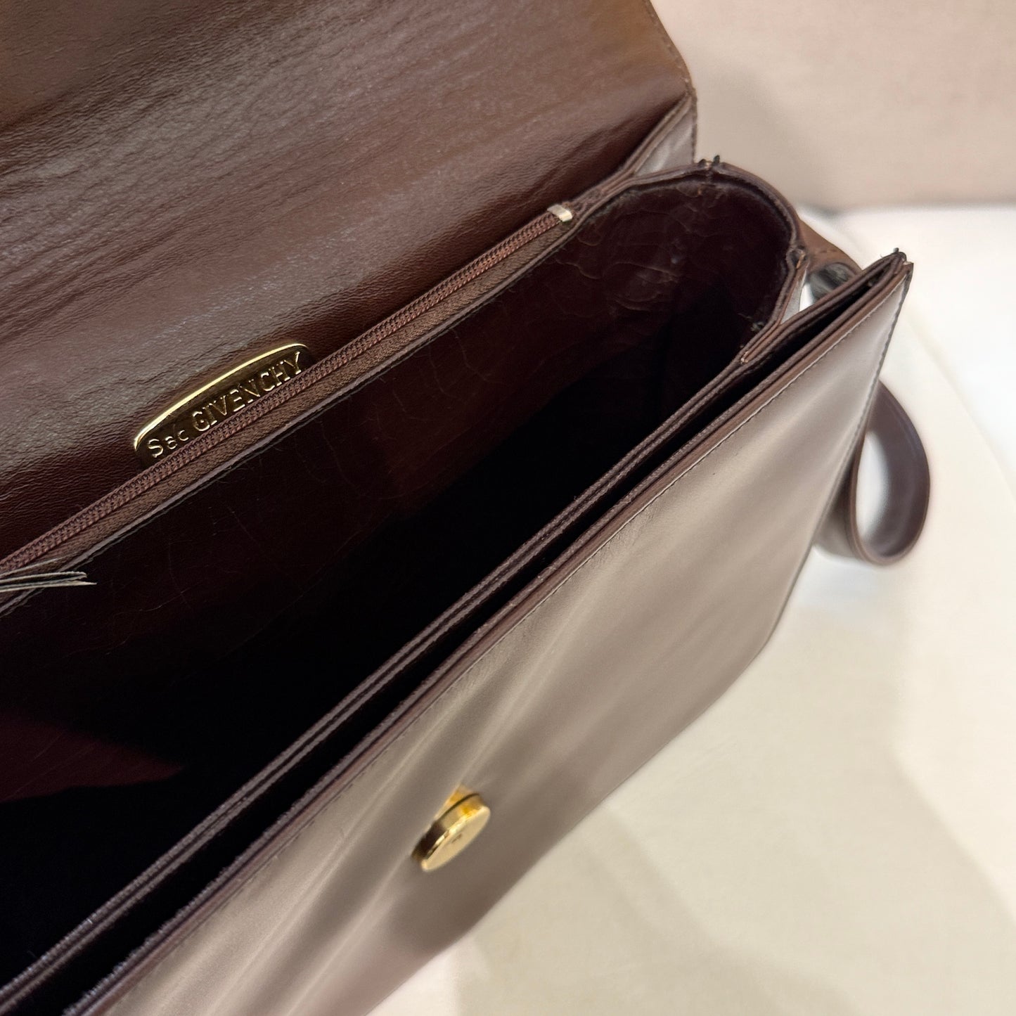 Givenchy 4G Golden Logo Brown Leather Shoulder Bag