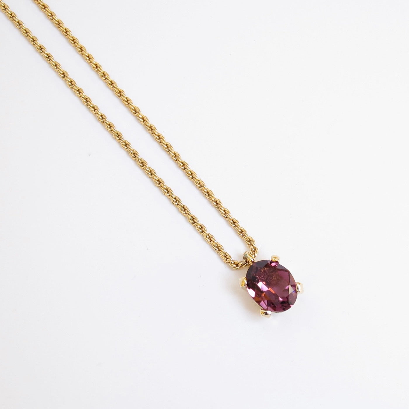 Christian Dior Vintage Plum Color Stone Golden Necklace