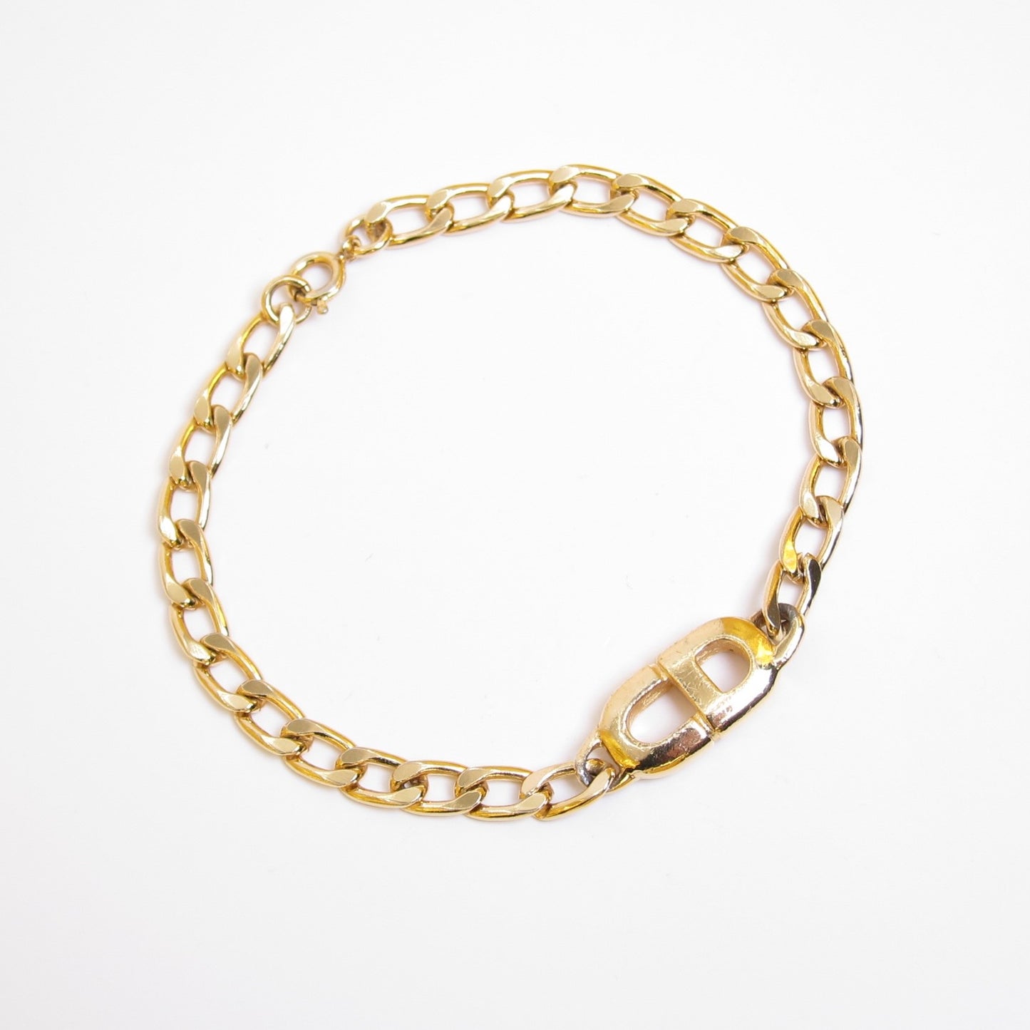Christian Dior Vintage CD Logo Golden Chain Bracelet