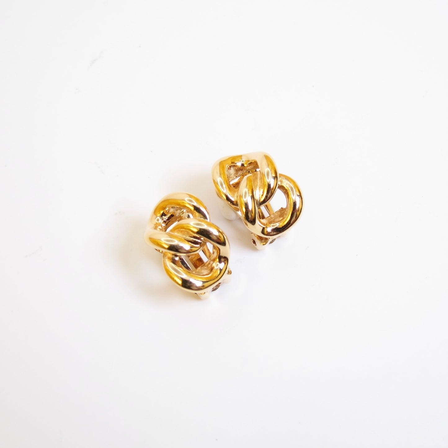 Christian Dior Vintage Link 金色夾式耳環