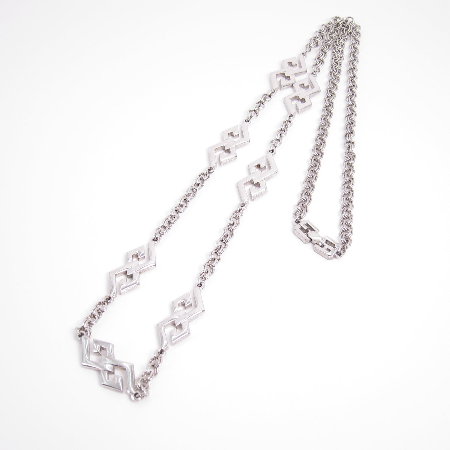 Givenchy Vintage GG Logo Silver Long Necklace