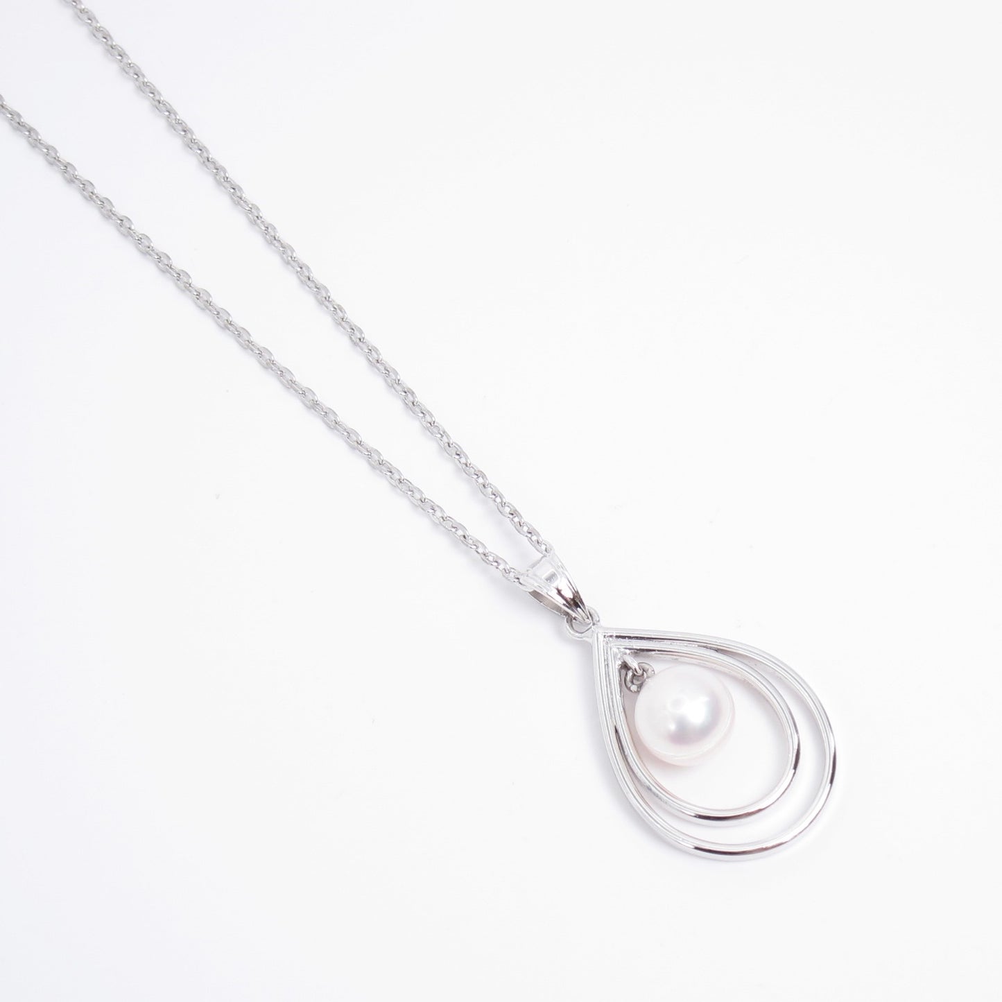 Tasaki Vintage Drop Shaped with Pearl Silver Necklace
