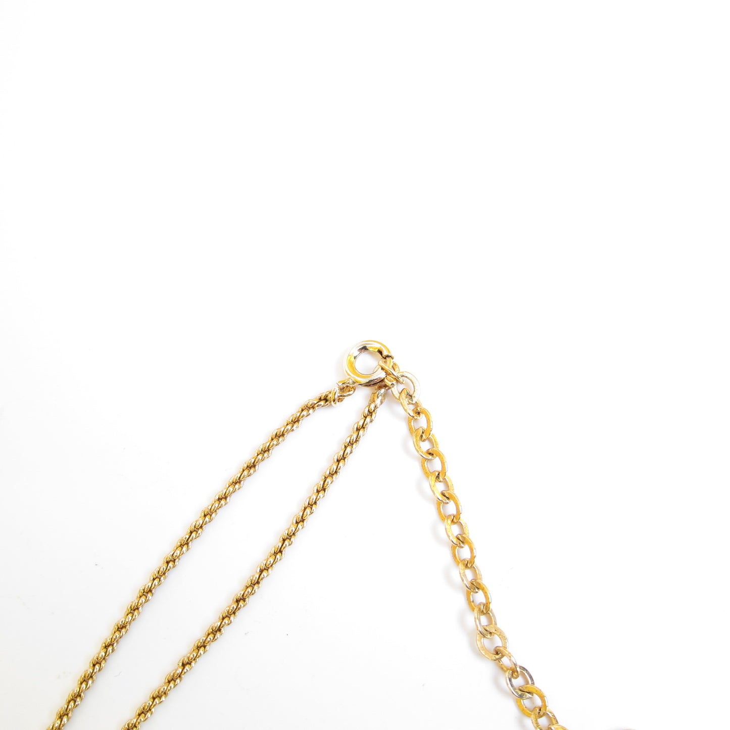 Christian Dior Vintage Dior Logo in Heart Shape with Rhinestone Golden Necklace