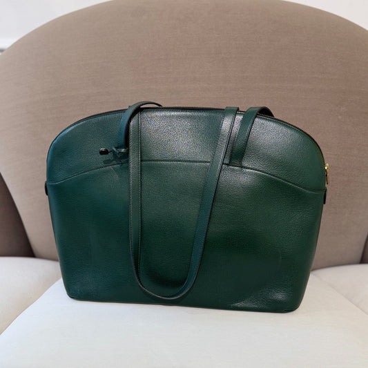 Delvaux Green Leather Large Size Shoulder Bag