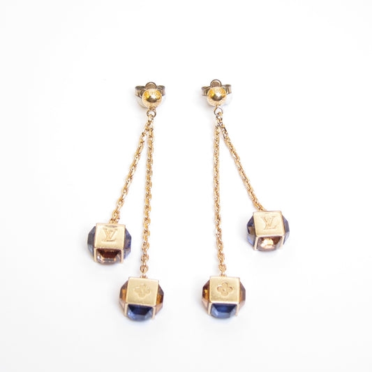 Louis Vuitton Vintage Gamble Dangle Golden Earrings