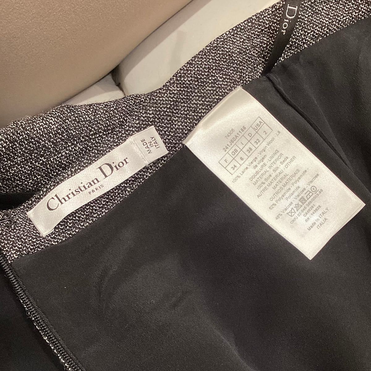 Christian Dior Vintage Gray Wool Coat and Skirt