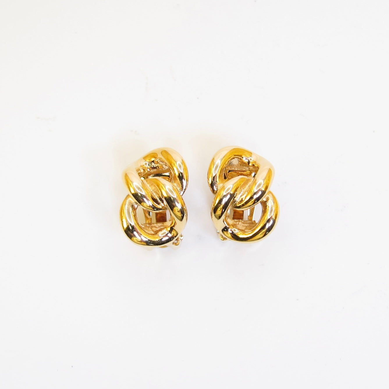 Christian Dior Vintage Link 金色夾式耳環