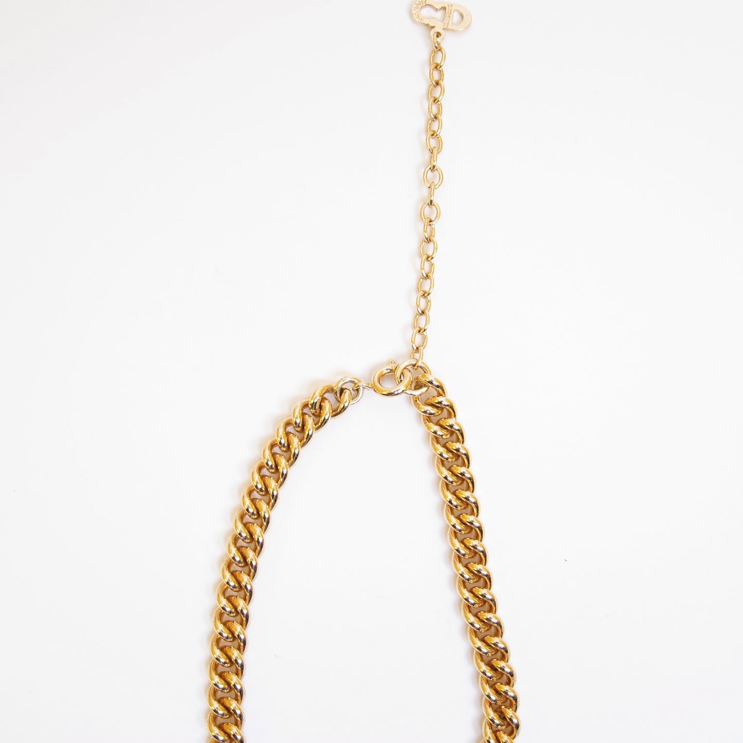 Christian Dior Vintage Link with Rhinestone Golden Necklace