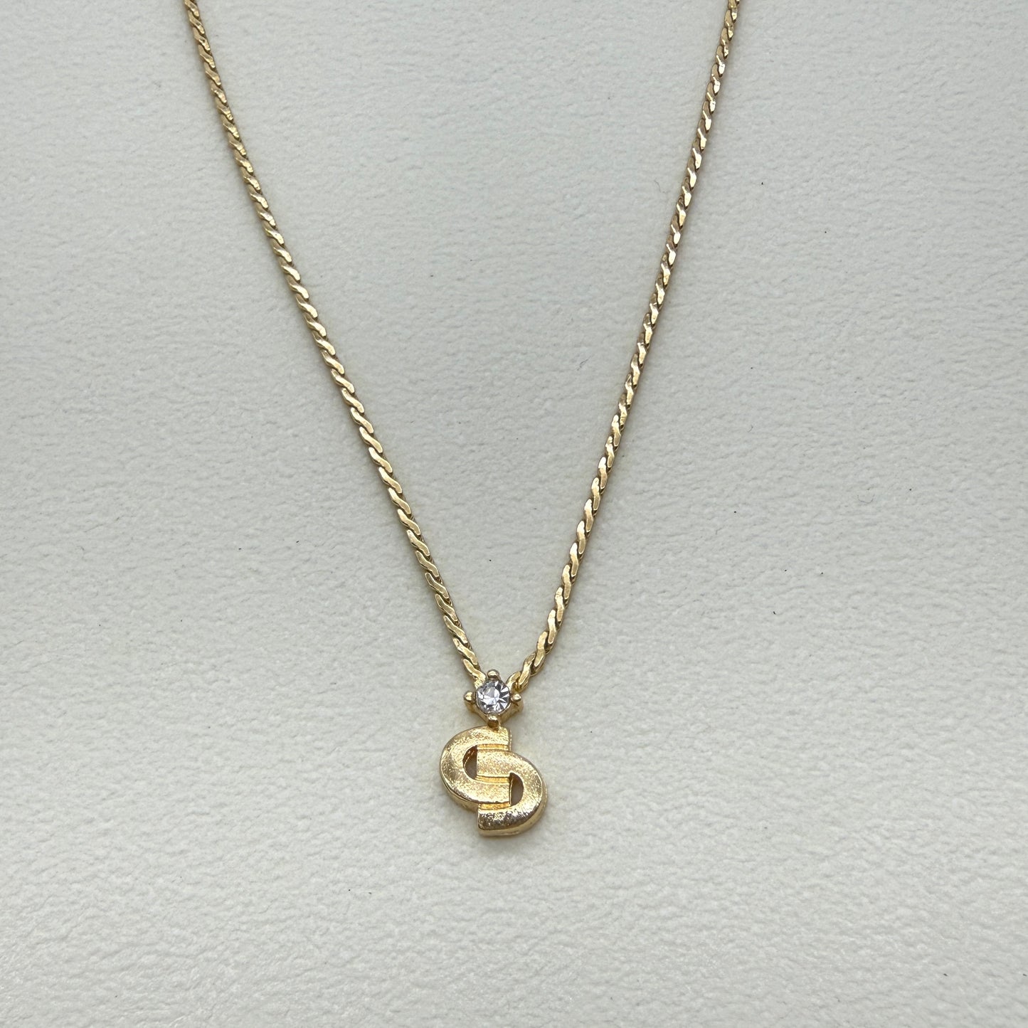 Christian Dior Vintage CD Logo with Rhinestone Golden Necklace