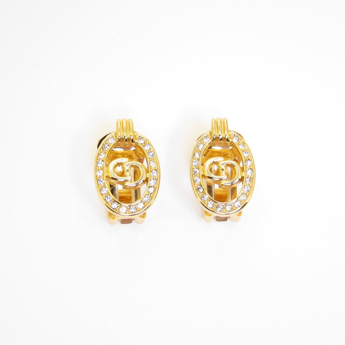 Christian Dior Vintage Rhinestone CD Clip Earrings