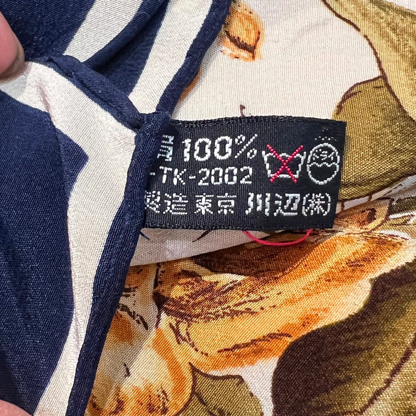 Yves Saint Laurent Vintage Floral Cream & Navy Silk Scarf