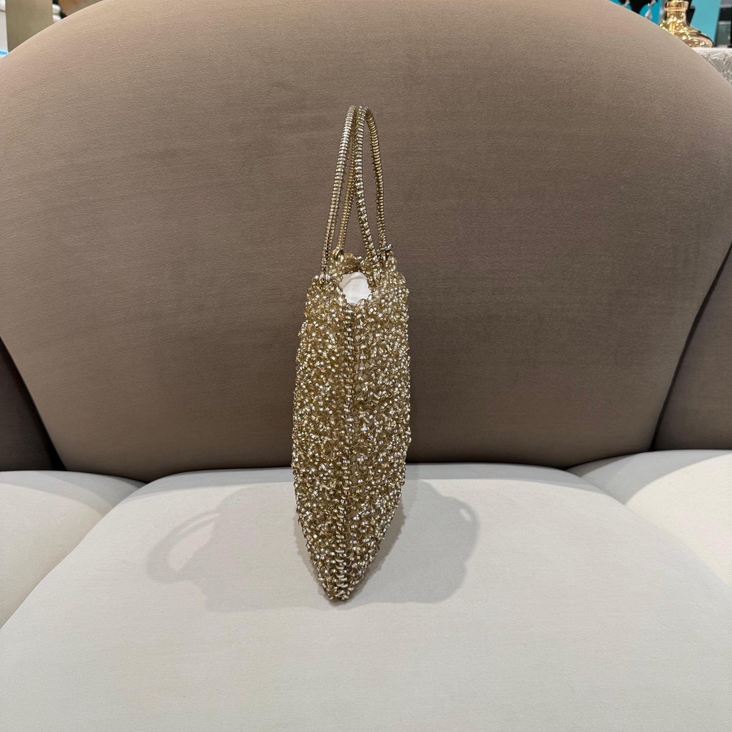 Anteprima Vintage Gold Wire Knit Vertical Handbag