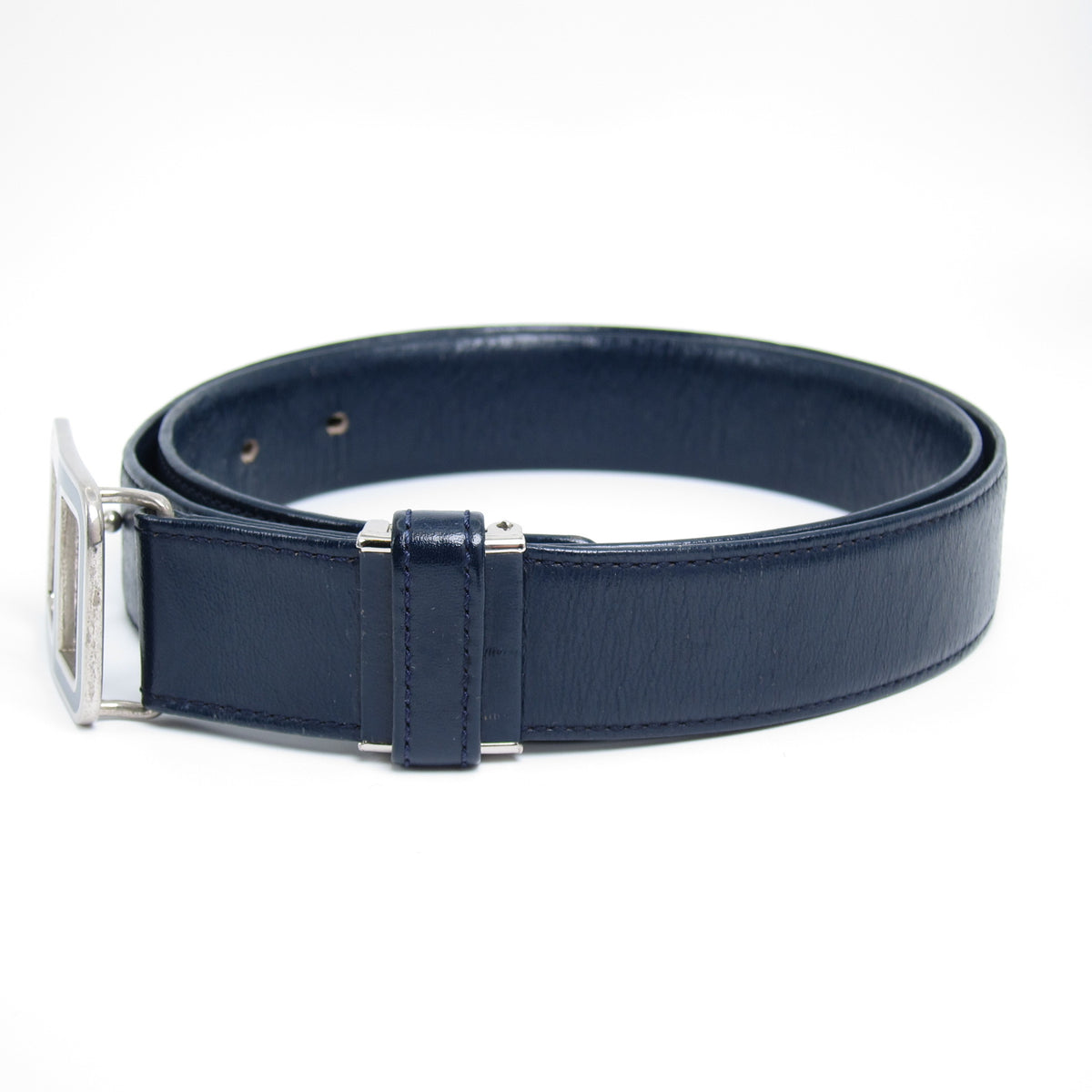 Christian Dior 海軍藍皮革CD扣腰帶