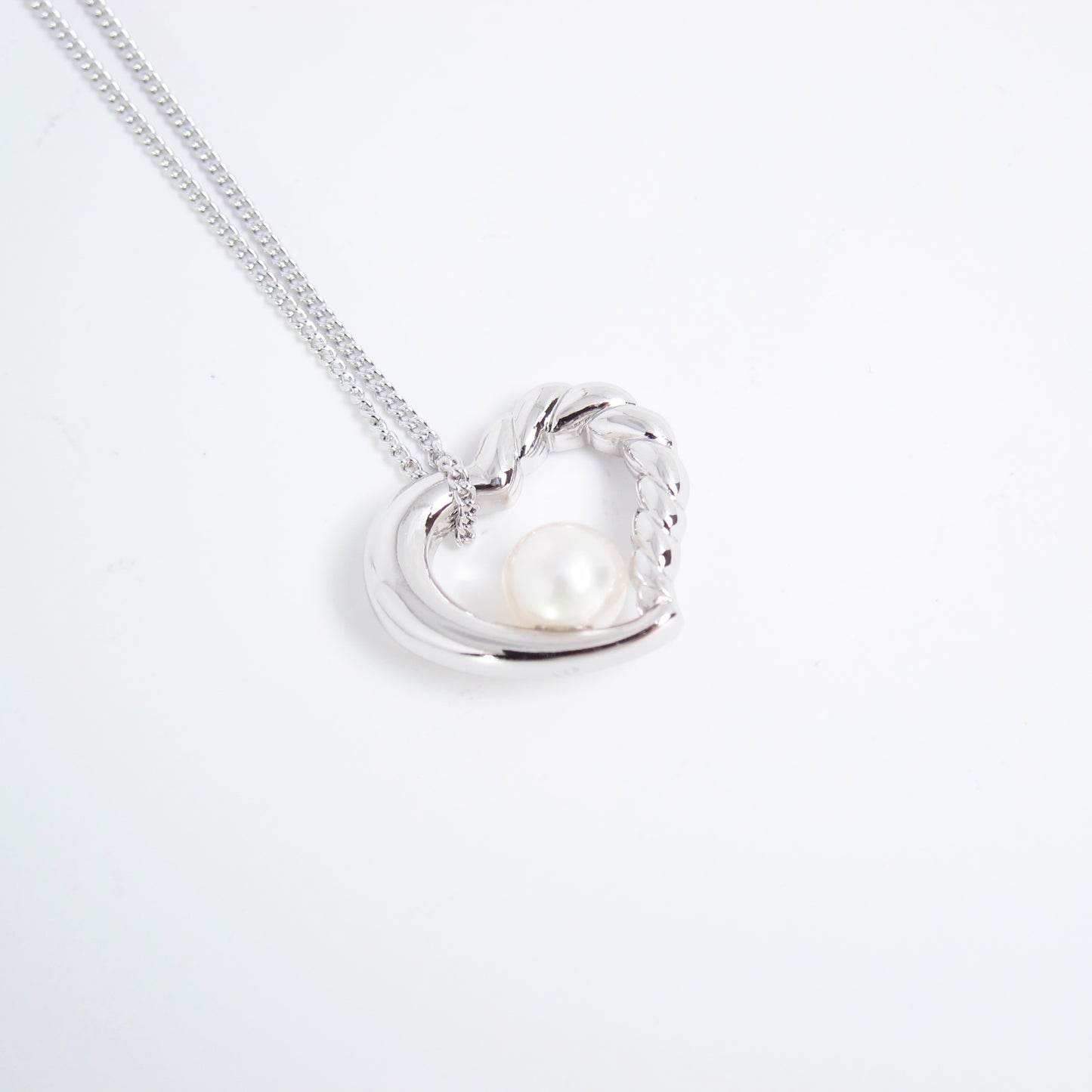 Tasaki Vintage Akoya Pearl in Heart 925 Silver Necklace