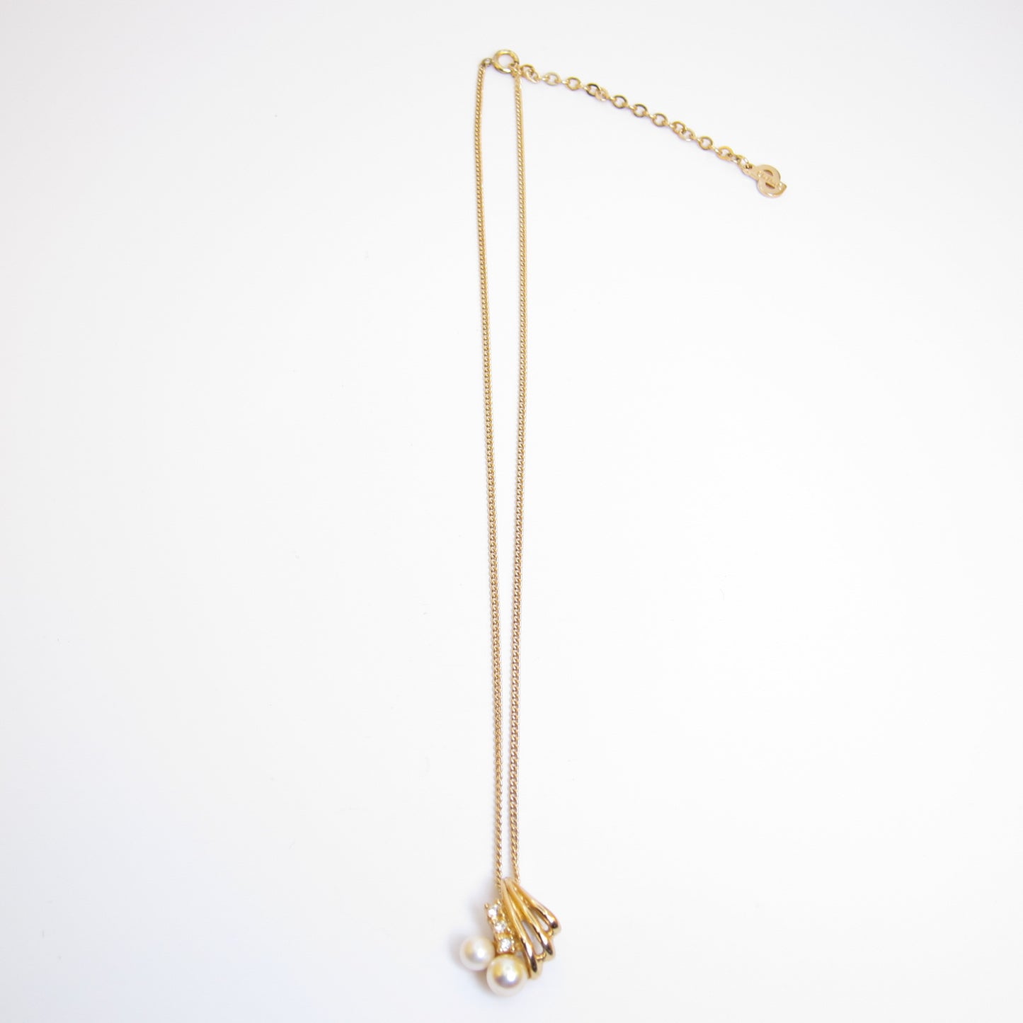 Christian Dior Vintage Stylish Pearl and Rhinestone Golden Necklace