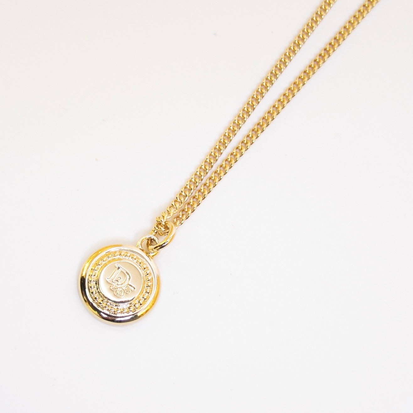 Christian Dior Vintage Dior Logo on Round Shaped Golden Necklace