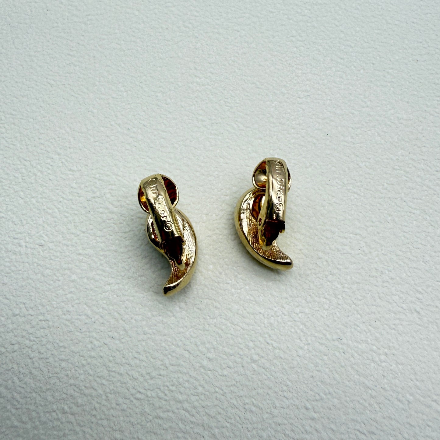 Christian Dior Vintage Stylish Rhinestone Golden Clip-on Earrings