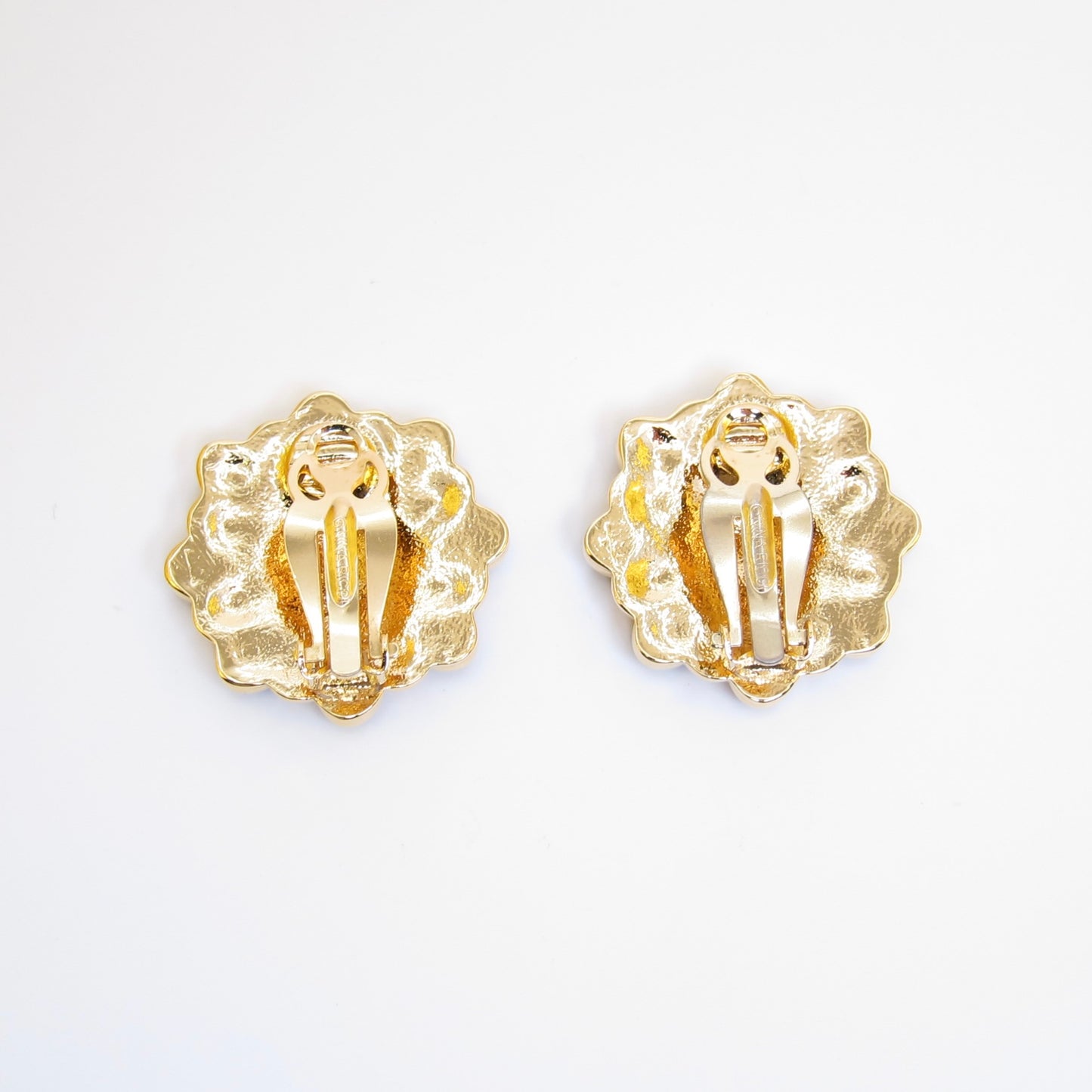 Nina Ricci Vintage Black Color Stone Golden Clip-on Earrings