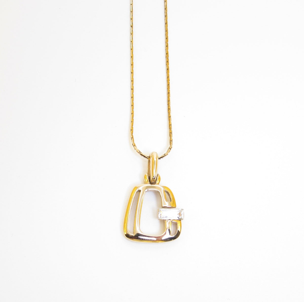 Givenchy Vintage Crystal Open G Pendant Necklace