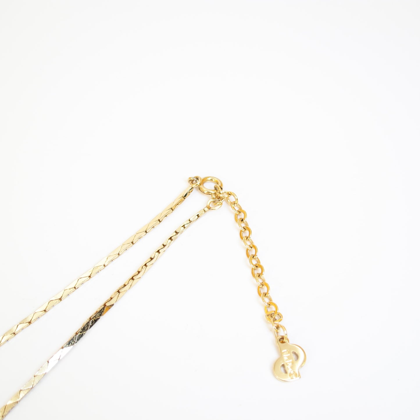 Christian Dior Vintage V Shape and Rhinestone Golden Necklace