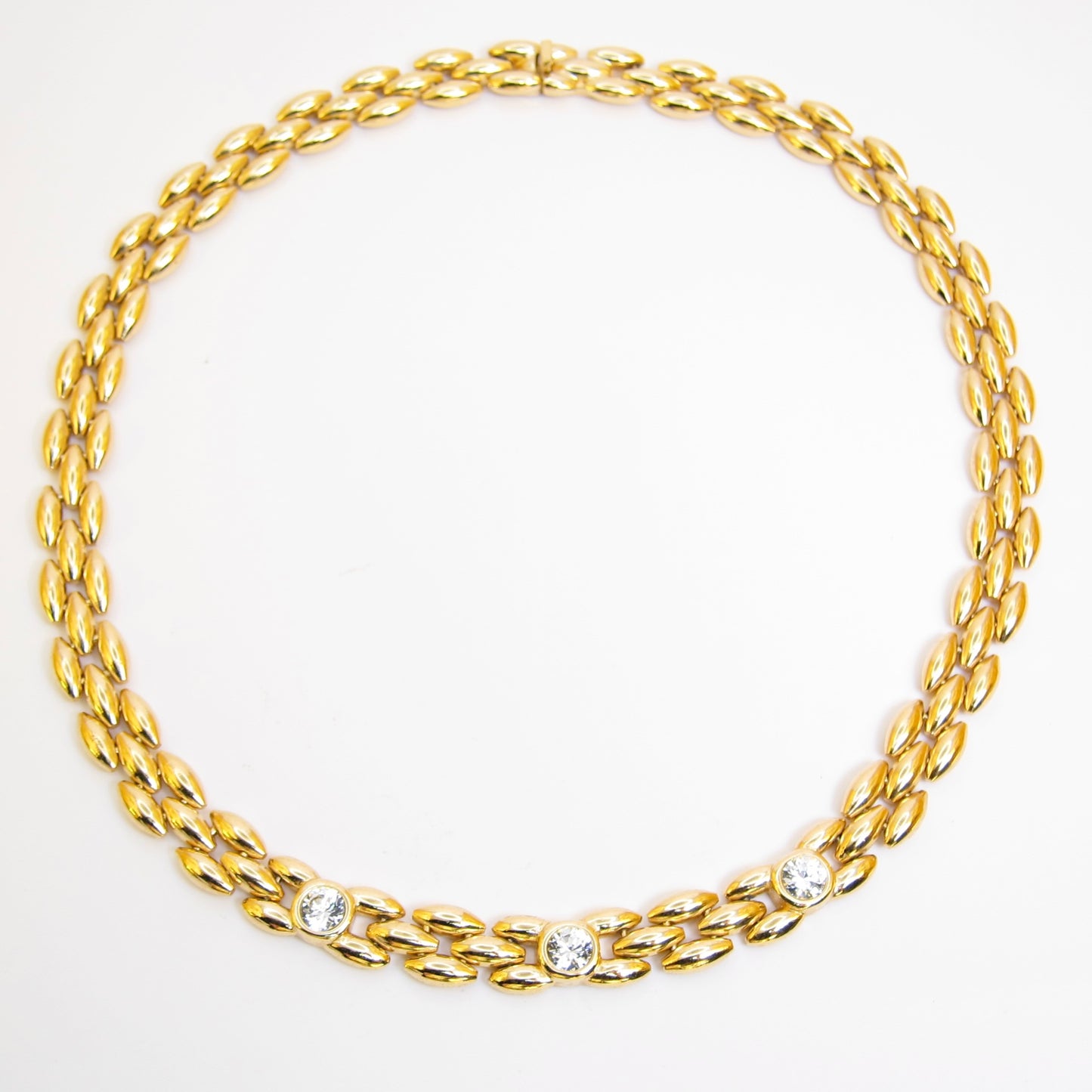 Christian Dior Vintage Stylish Rhinestone Golden Necklace