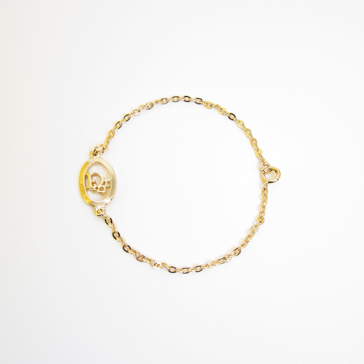 Christian Dior 金色橢圓CD鏈式手鏈 17cm