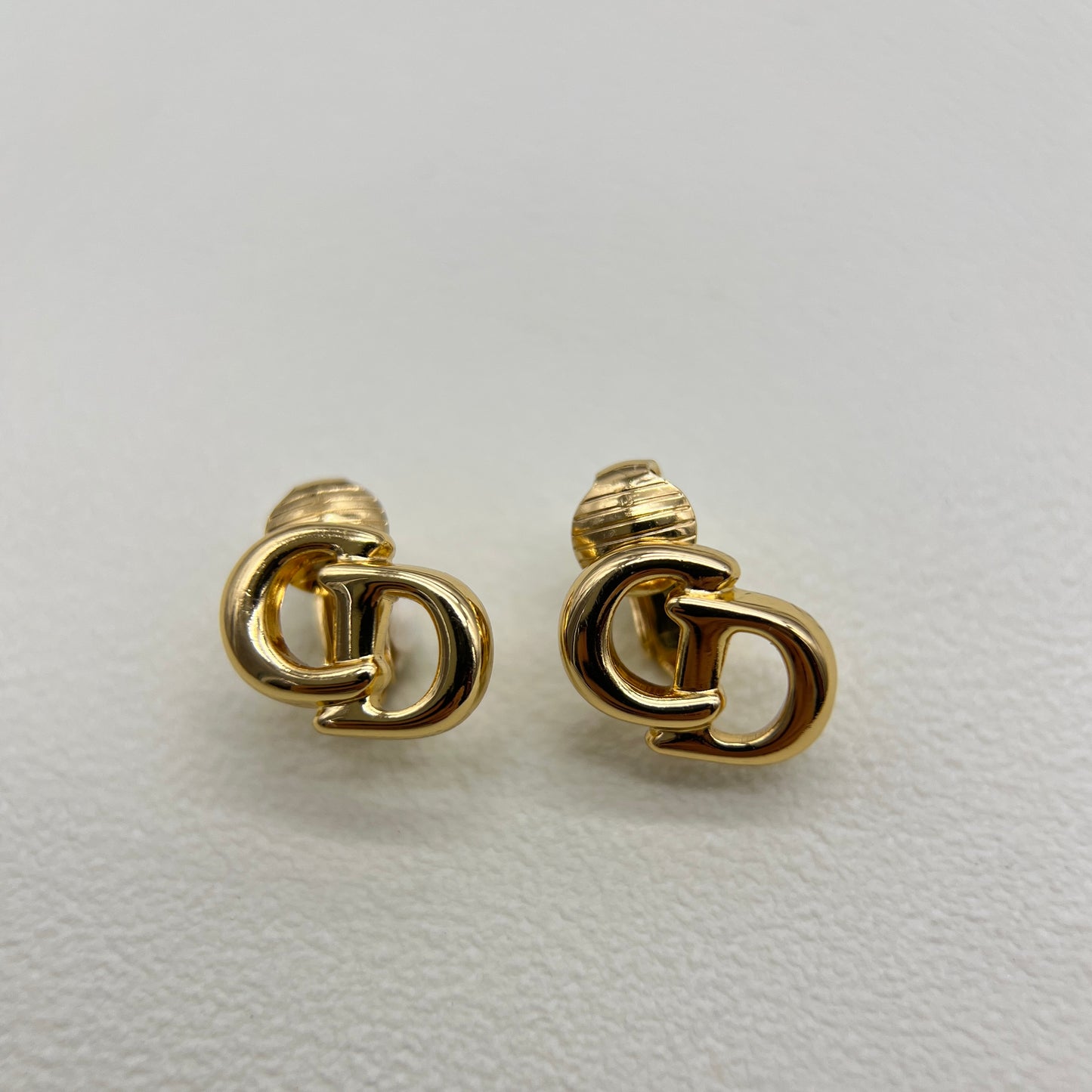 Christian Dior Vintage CD Logo Golden Clip-on Earrings