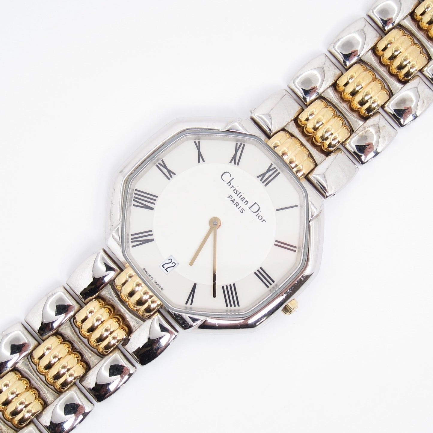 Christian Dior Vintage Octagon White Face Two Tone Watch