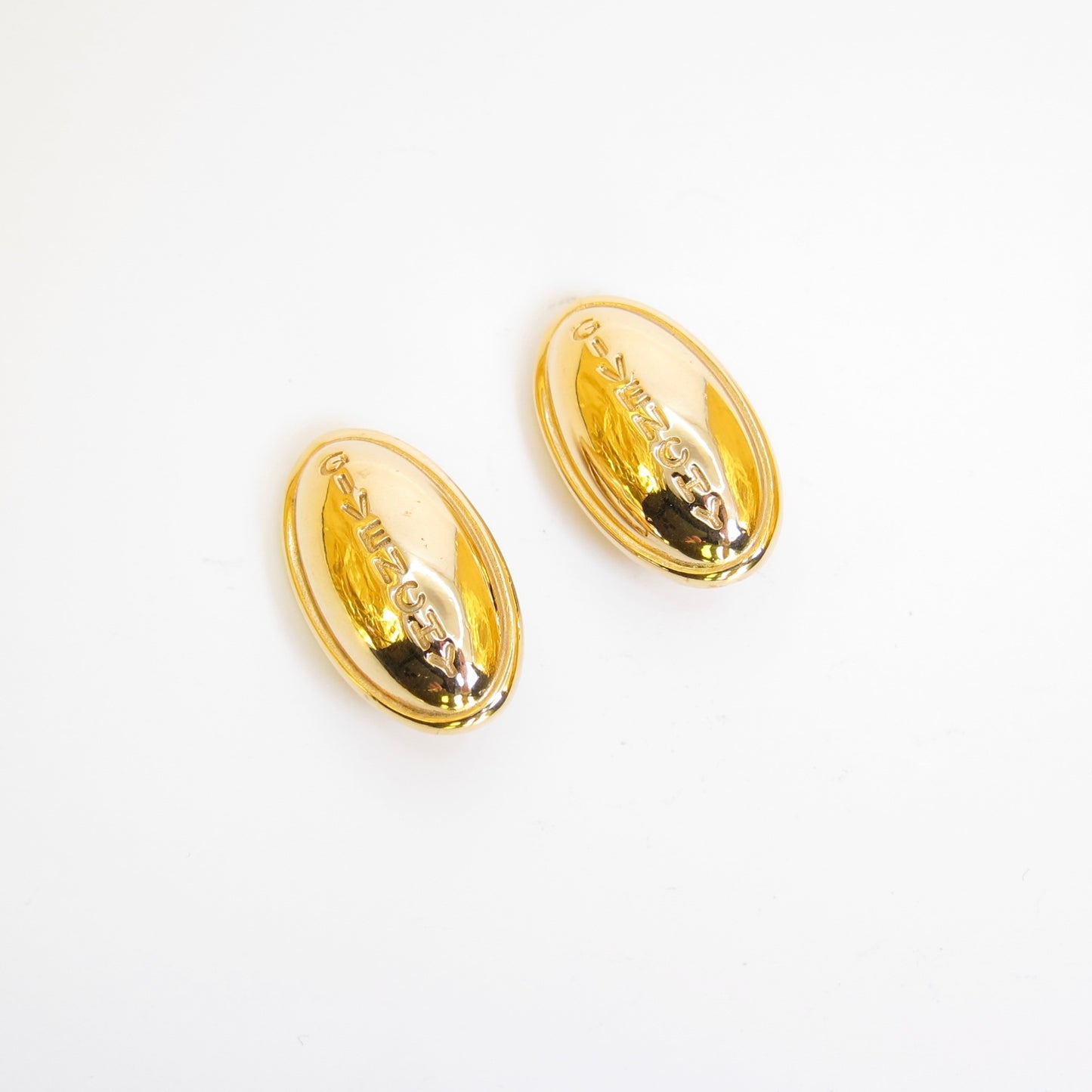 紀梵希復古款紀梵希Logo橢圓形金色夾式耳環