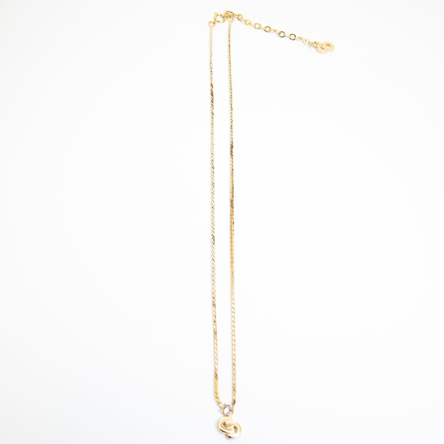 Christian Dior Vintage CD Logo and Rhinestone Golden Necklace