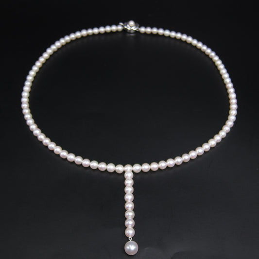 Tasaki Vintage Freshwater Pearl with Silver Buckle Necklace