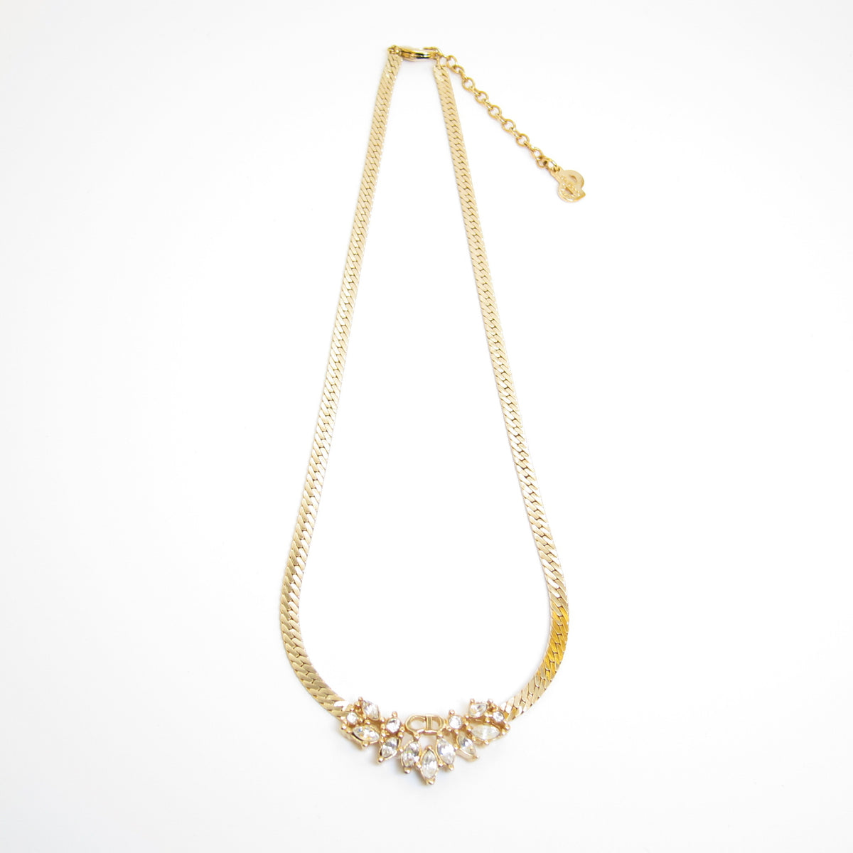 Christian Dior 中古閃石 V 形金色頸鏈，42 厘米