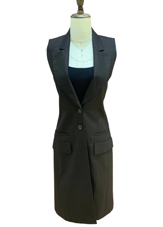 Christian Dior Paris Pinstripe Longline Sleeveless Tailored Vest