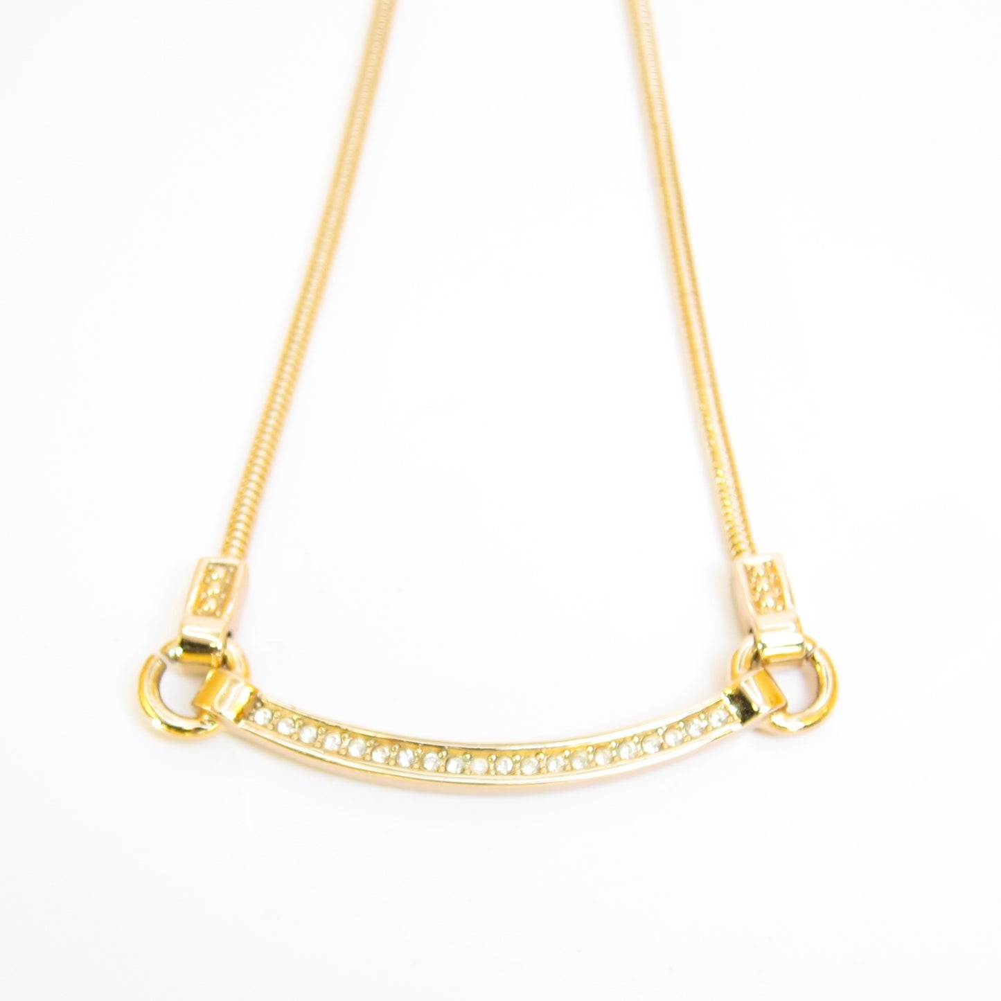 Christian Dior Vintage Stylish Rhinesteone Golden Necklace