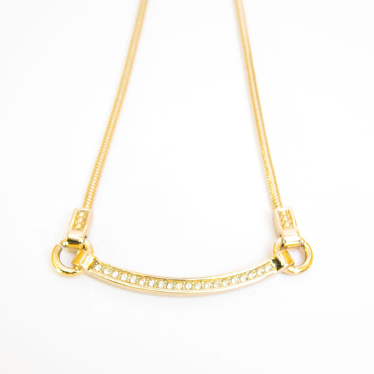 Christian Dior Vintage Stylish Rhinesteone Golden Necklace