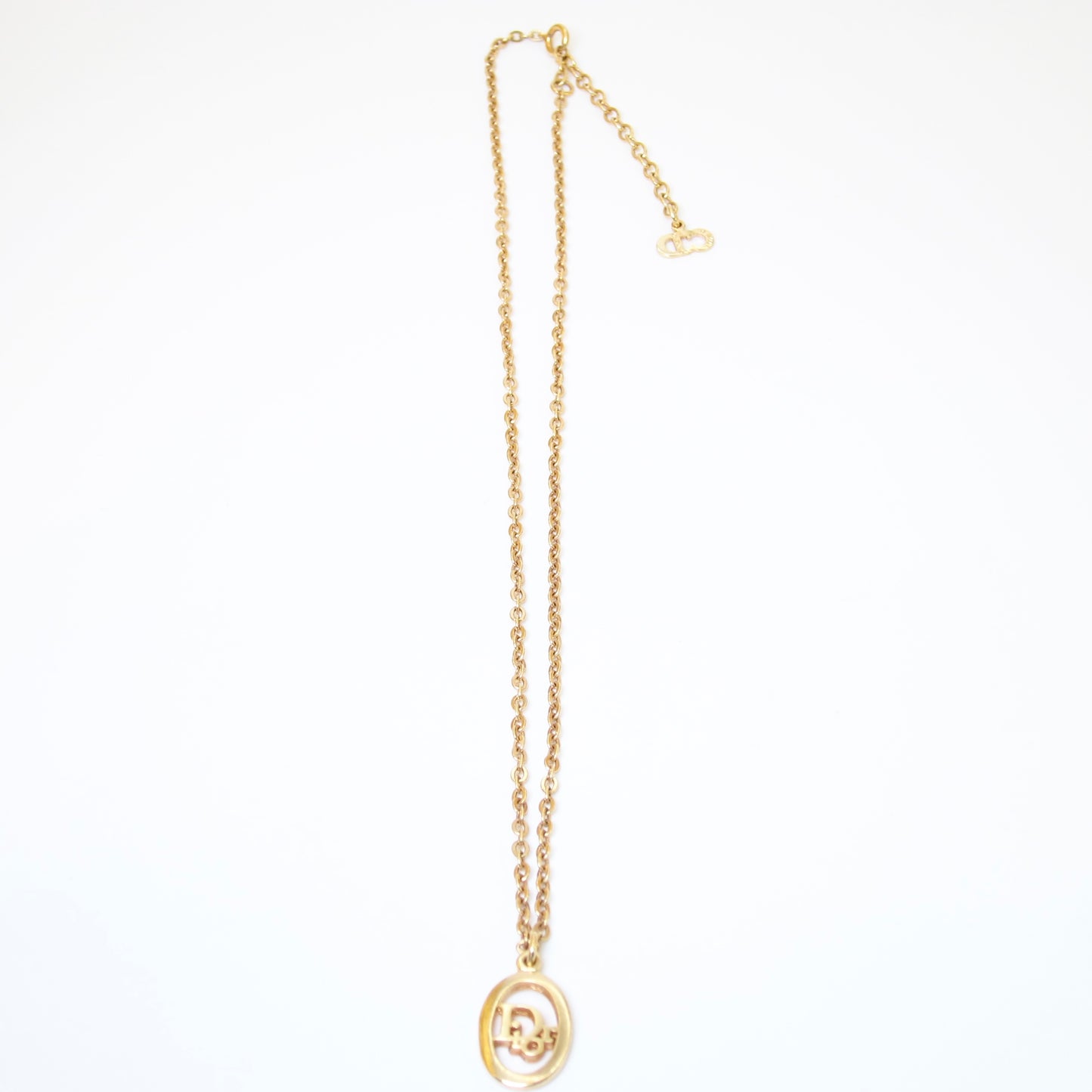 Christian Dior Vintage Dior Logo in Oval Shape Golden Necklace