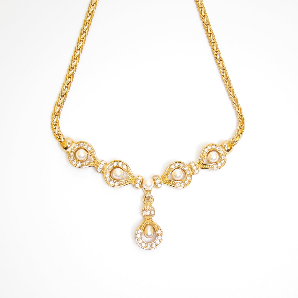 Christian Dior Vintage Faux Pearl Teardrop Necklace