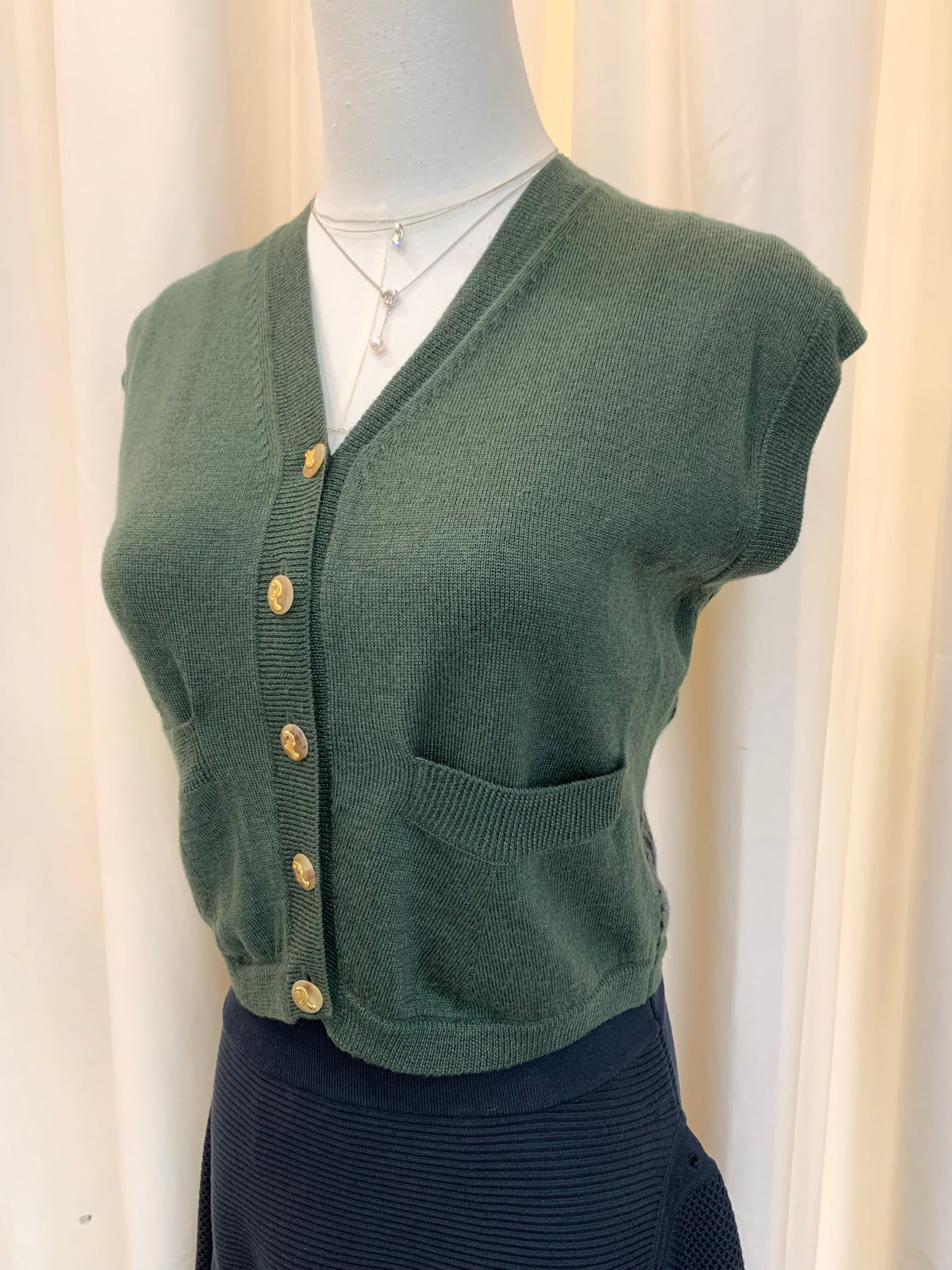 Christian Dior Sports Vintage Forest Green Cropped Knit Cardigan Size S