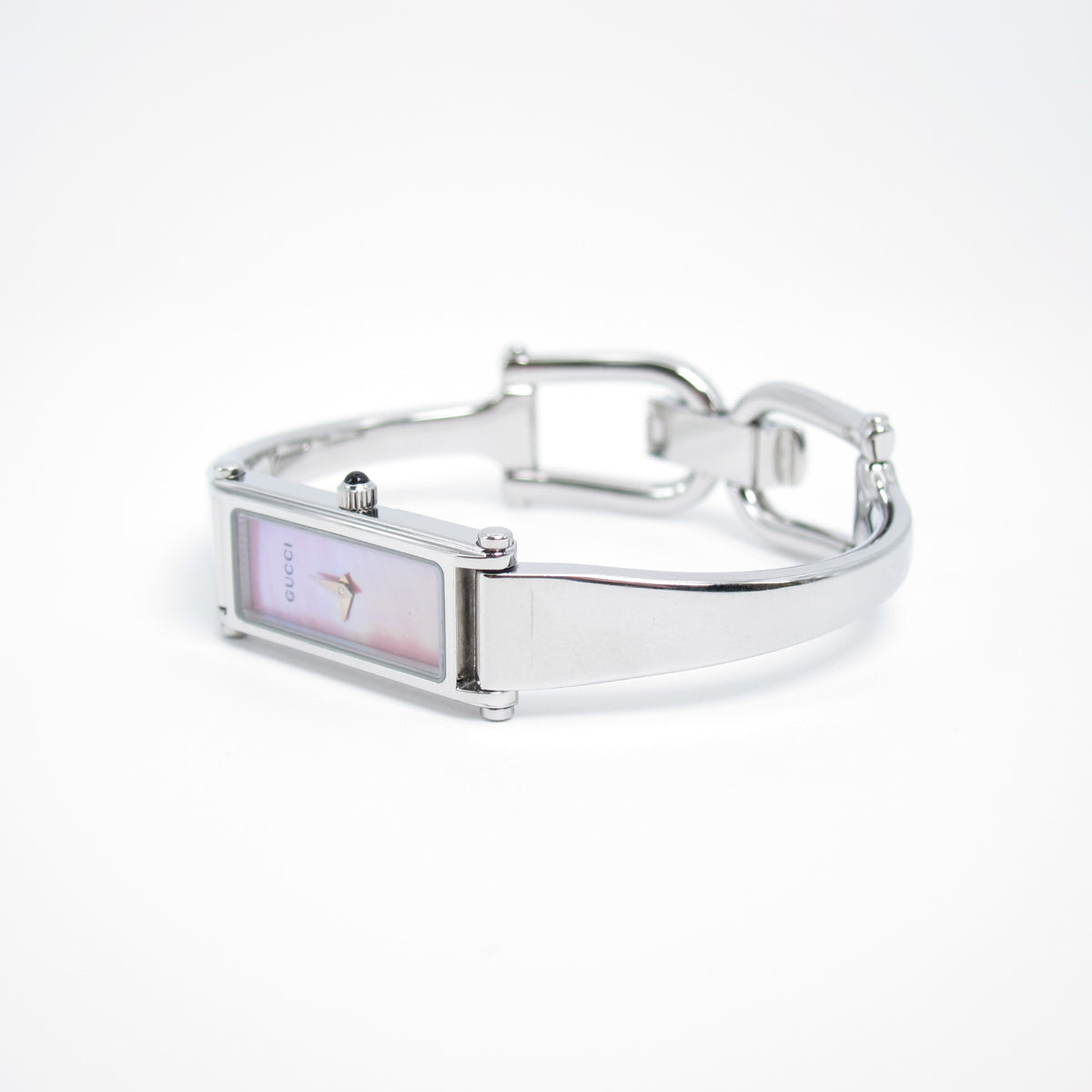 Gucci Vintage 1500L Pink Mother-of-Pearl Silver-Tone Bangle Watch