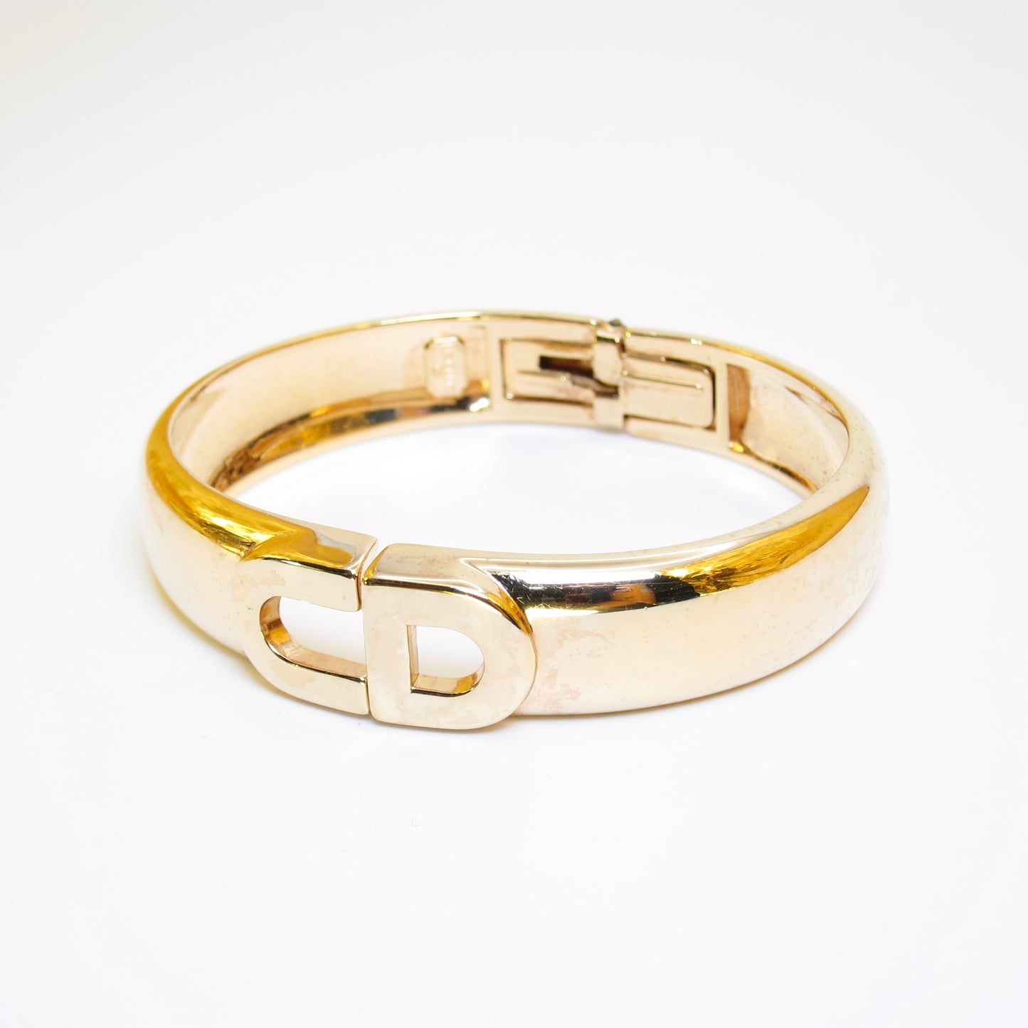 Christian Dior Vintage CD Logo Golden Bangle