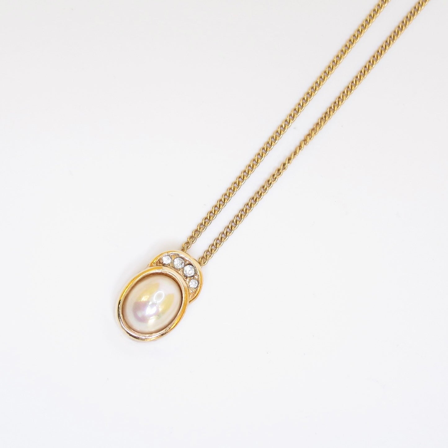Christian Dior Vintage Pearl and Rhinestone Golden Necklace
