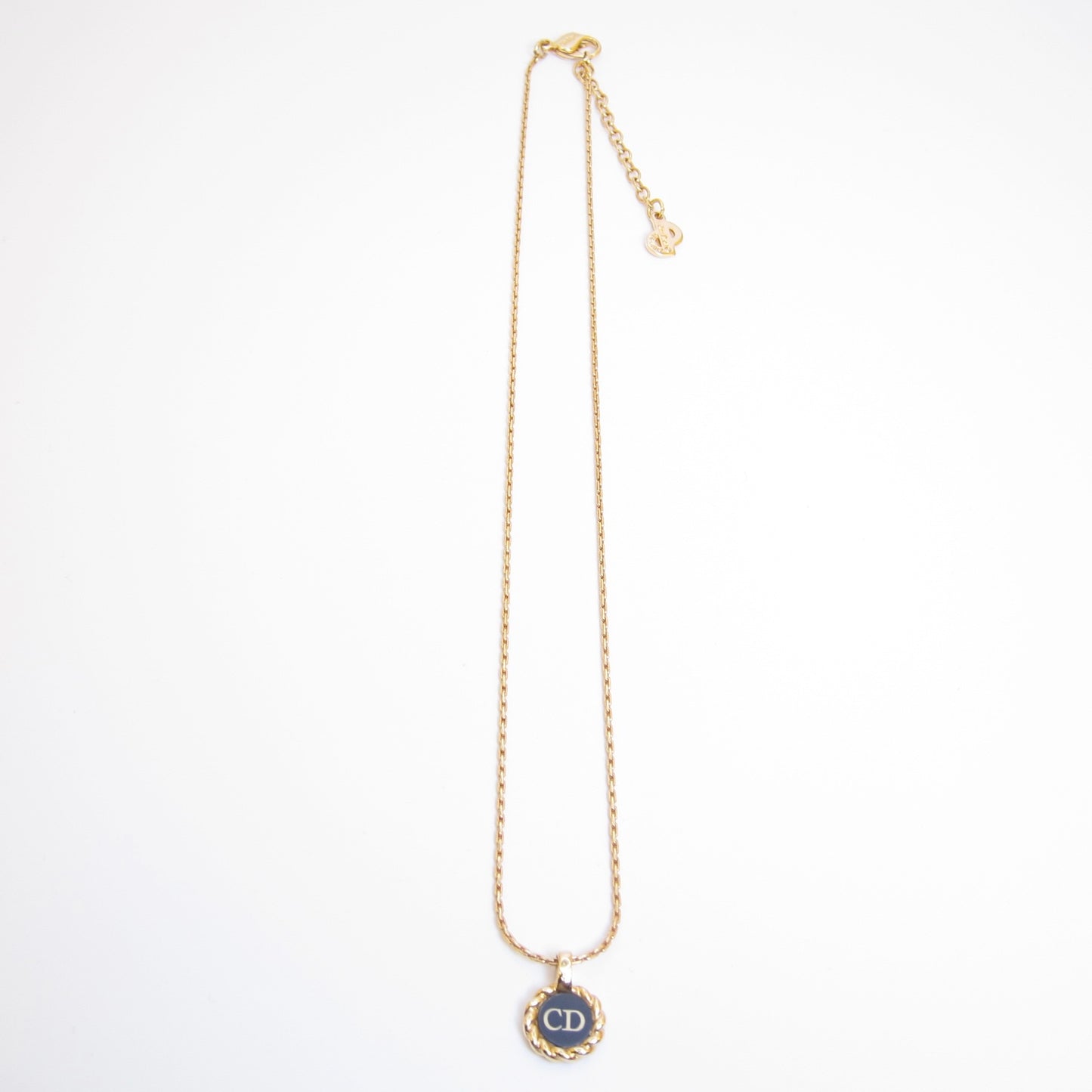 Christian Dior Vintage CD Logo on Round Shaped Black and Golden Necklace