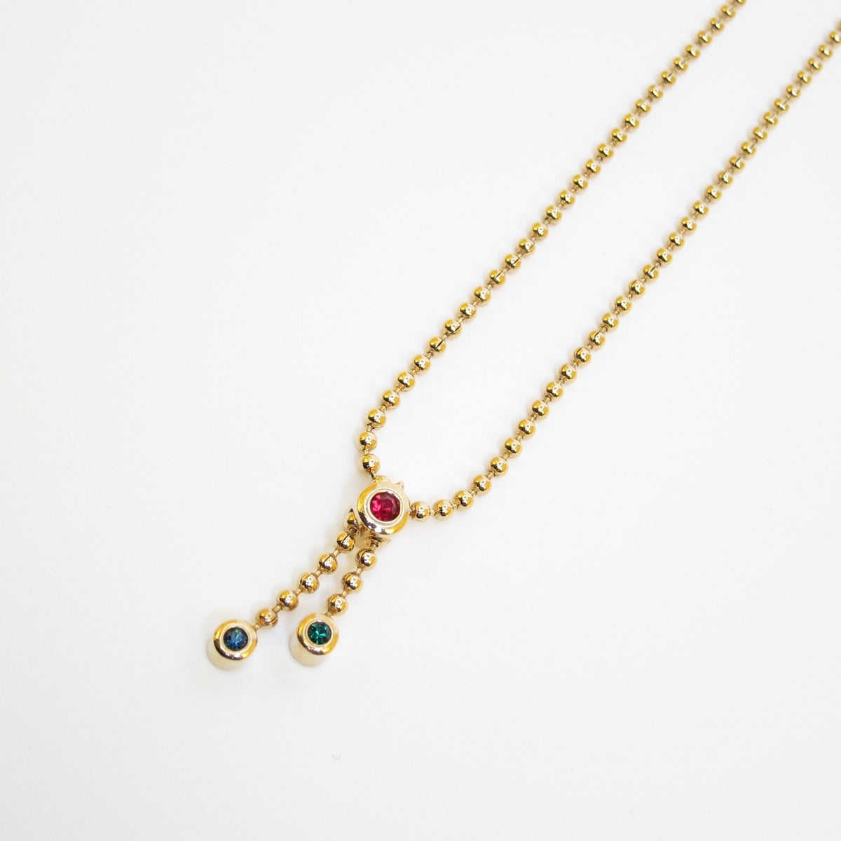 Christian Dior 中古彩色飾石垂墜金色頸鏈，42 厘米