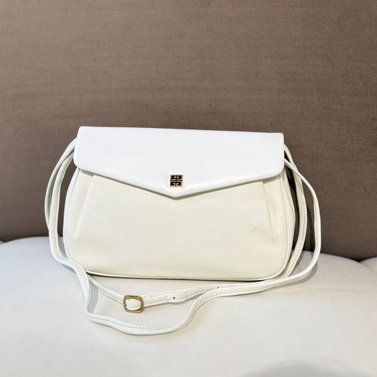 Givenchy 4G Logo Creamy White Soft Leather Vintage Shoulder Bag