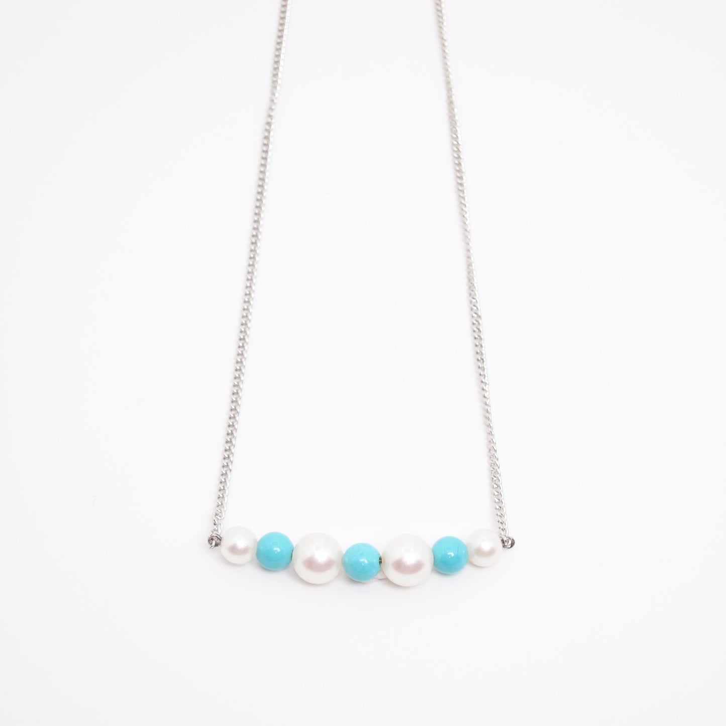 Mikimoto Vintage Akoya Pearl and Turquoise Silver Necklace