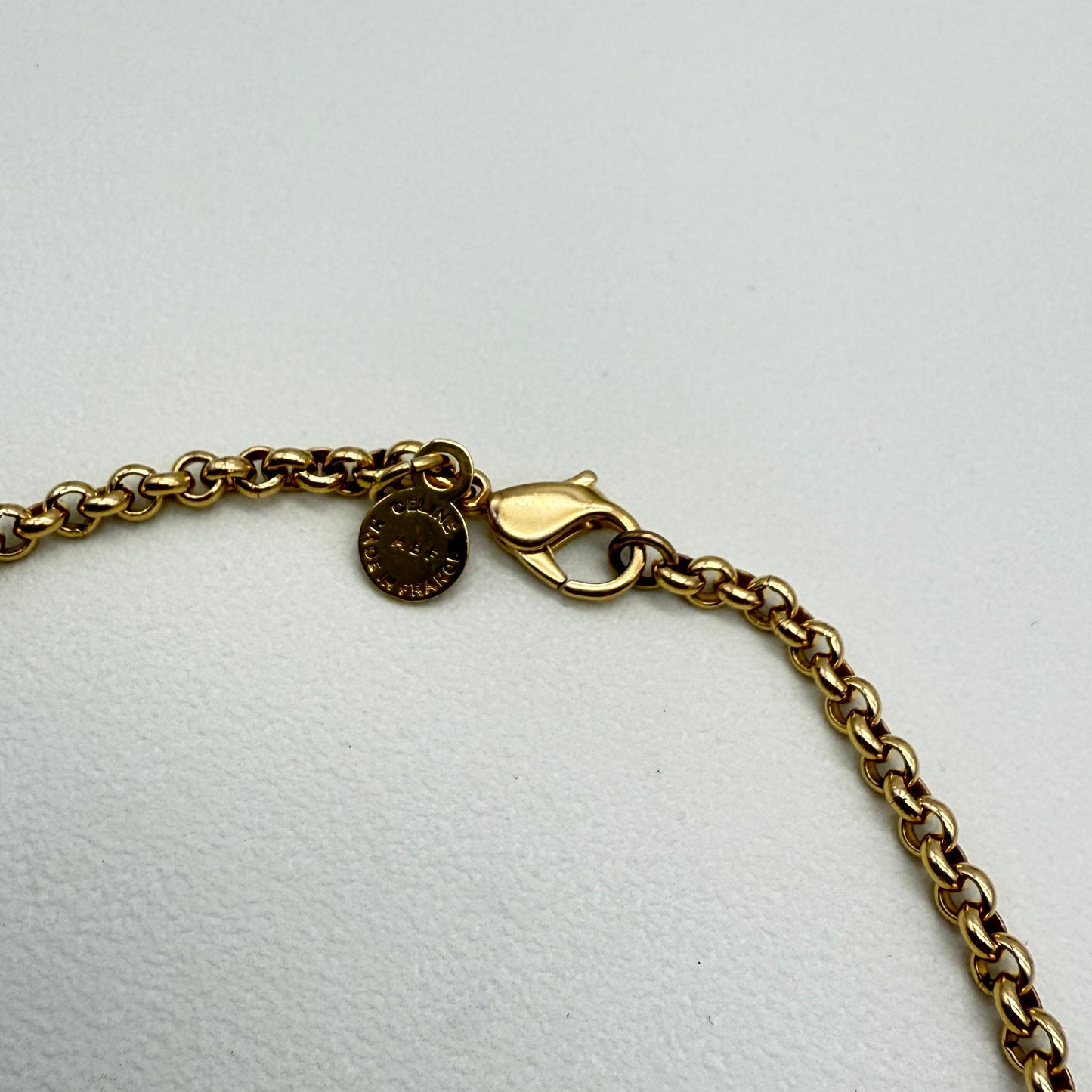 Celine Vintage Celine Logo Heart Motif Golden Necklace